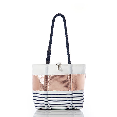 Rose Gold-on-Navy Mariner Stripe Handbag