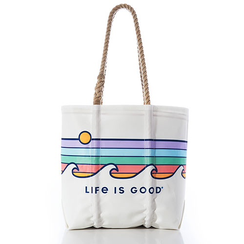 Life is Good Sunset Wave Stripe Tote