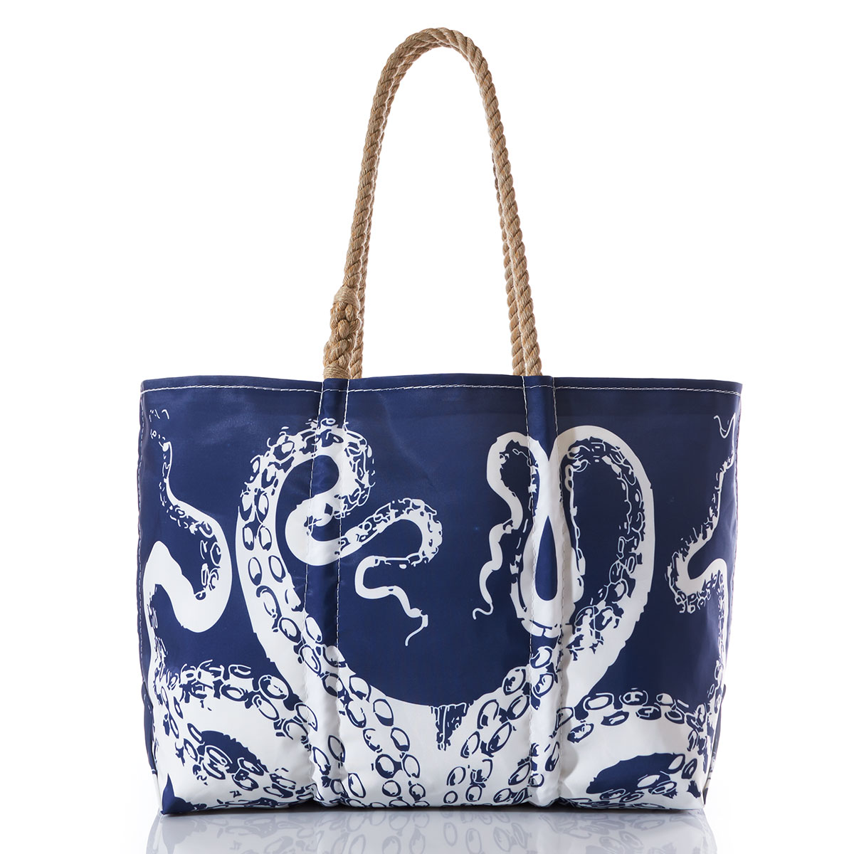 White on Navy Octopus Tote