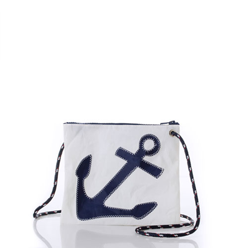 Navy Anchor Slim Crossbody Bag