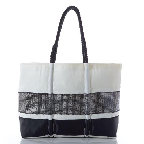 Black High Performance Sail Stripe Tote-Large