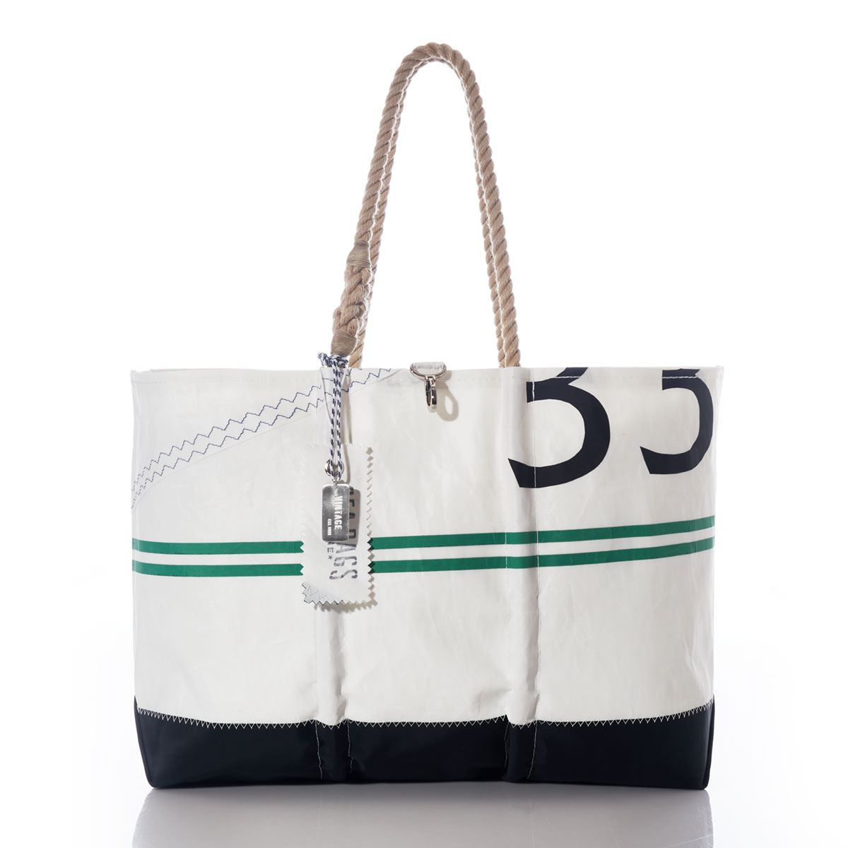Vintage Green Stripe Ogunquit Beach Tote