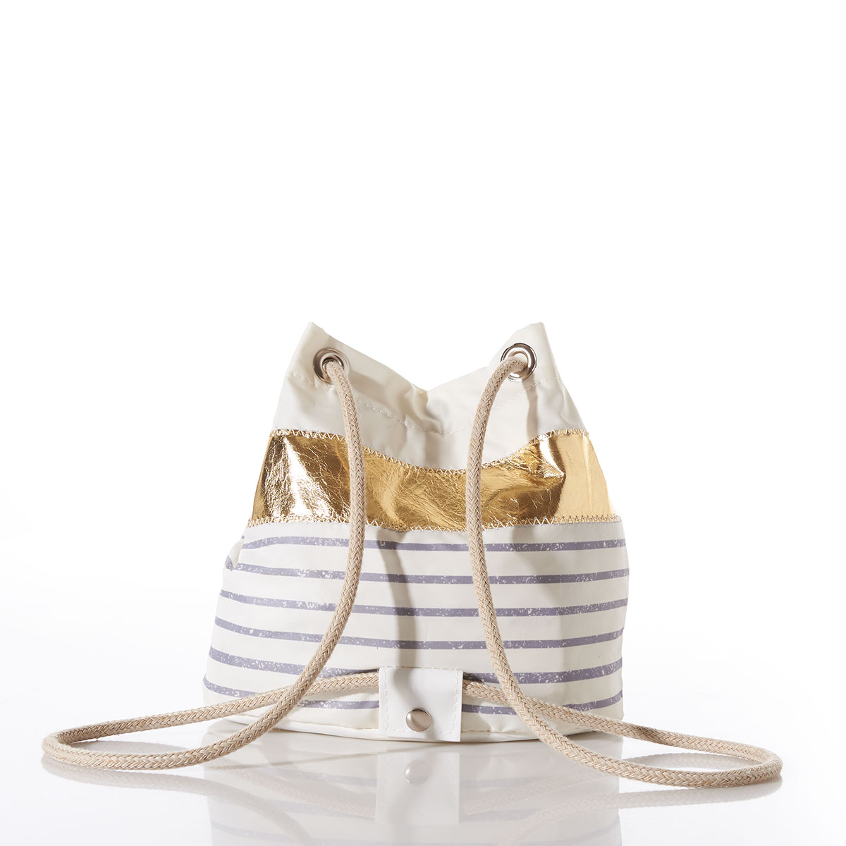 Grey Mariner Stripe Convertible Bucket Bag