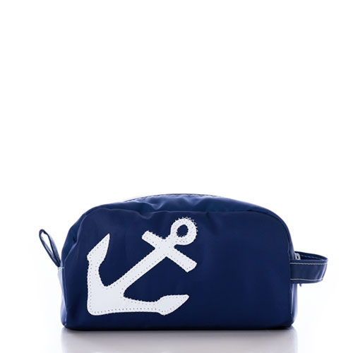 White-on-Navy Anchor Toiletry Bag