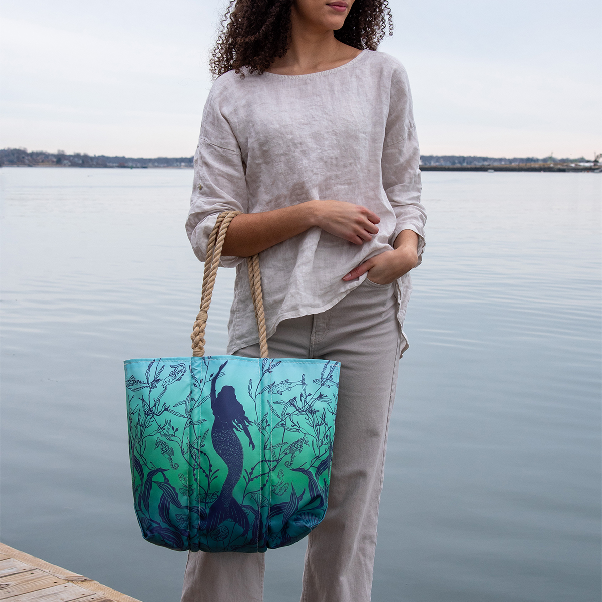 Mermaid Print Medium Tote