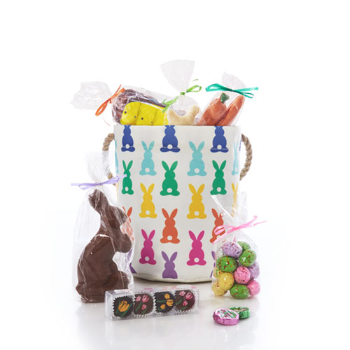 Rainbow Bunny Chocolate-Filled Easter Bucket Bag