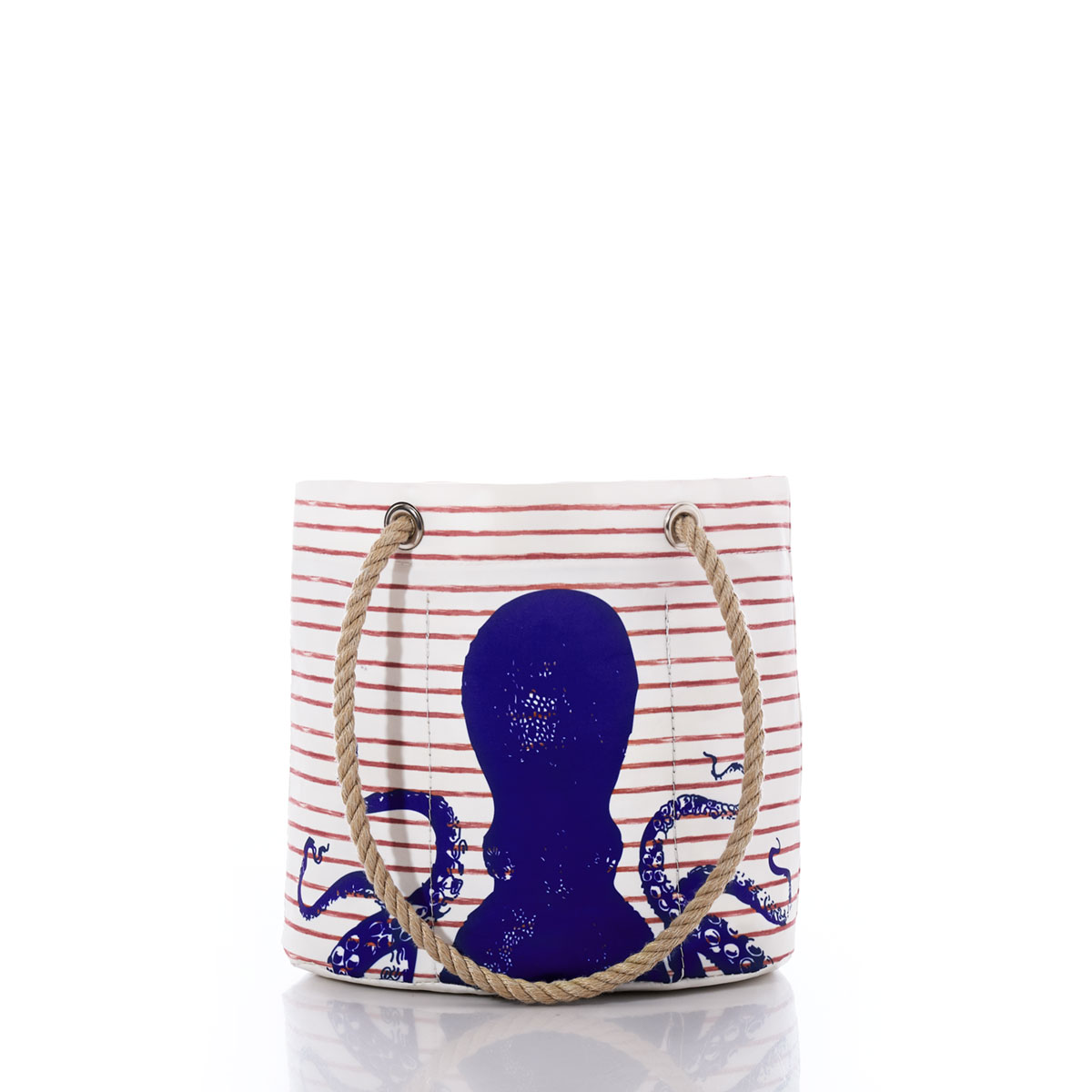 Blue Octopus on Red Mariner Stripe Essential Handbag