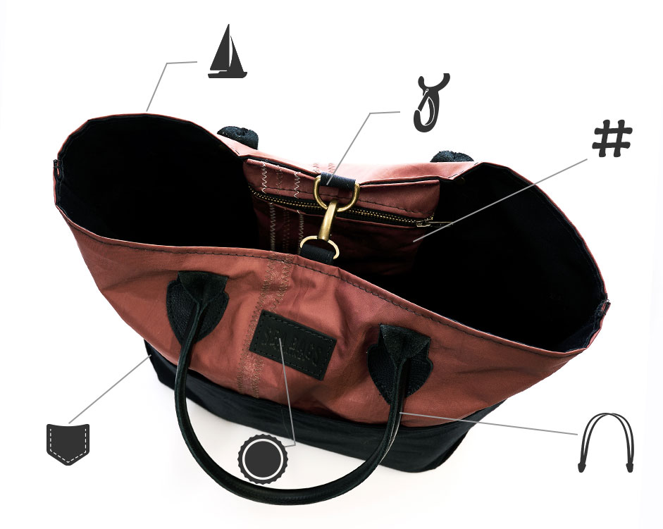 Tanbark Market Tote photo with interior features