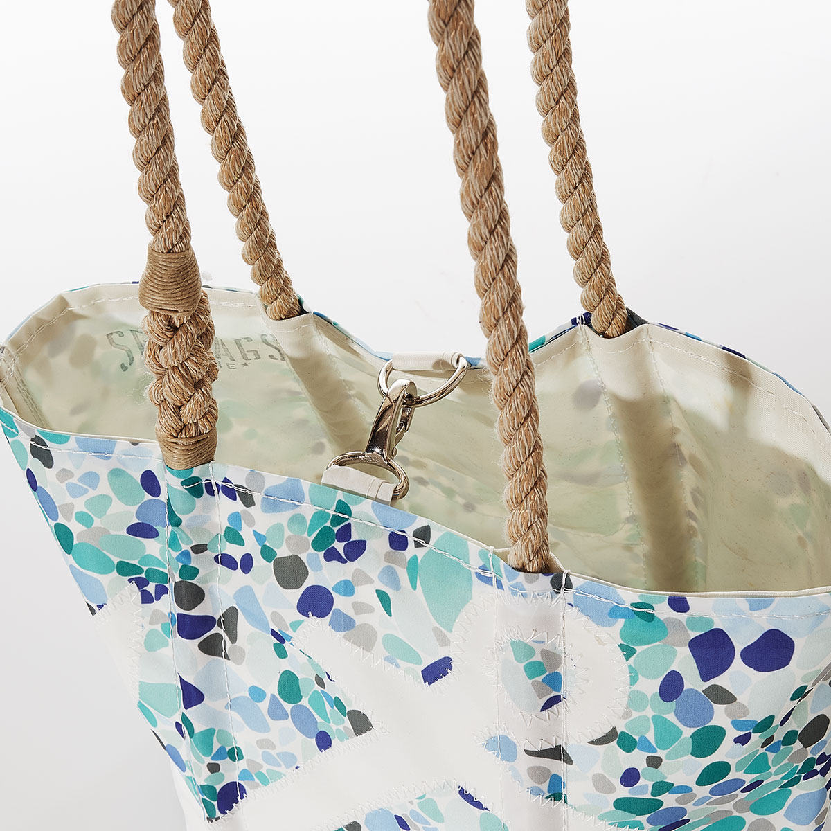 White Anchor on Sea Glass Print Handbag