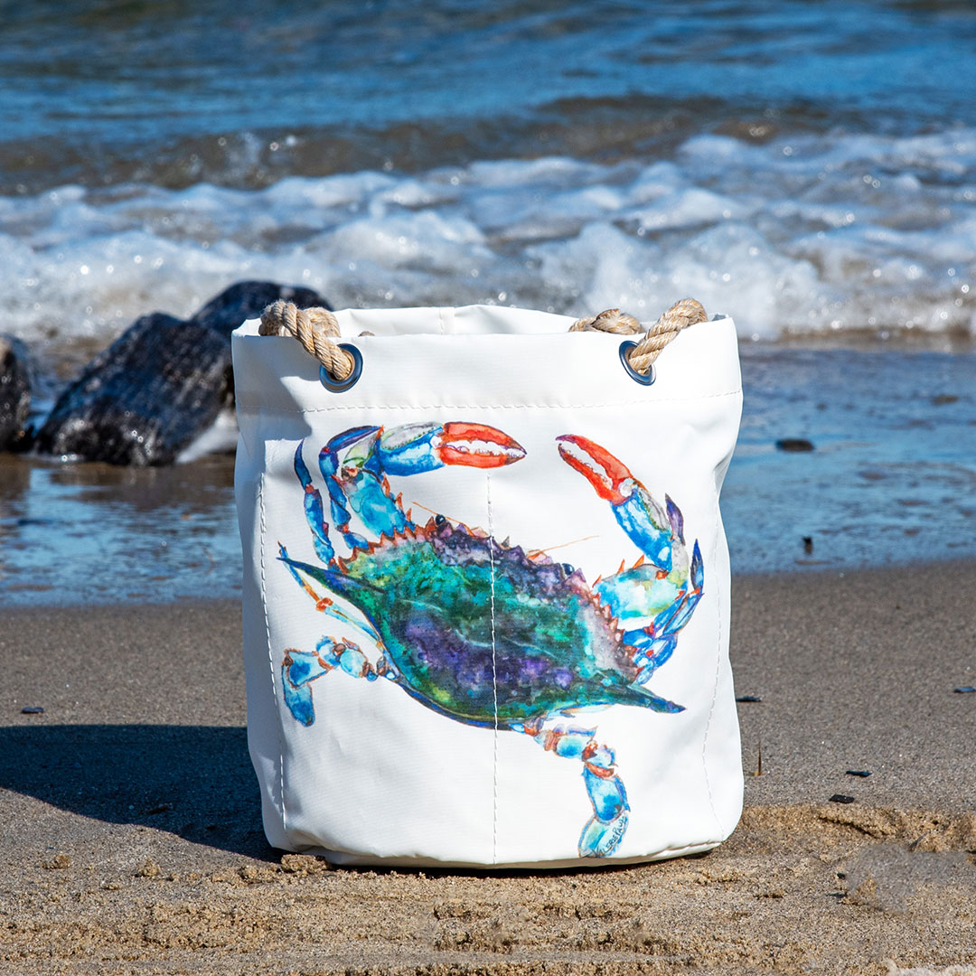 Sea by Day Crab Crossing Bucket Bag