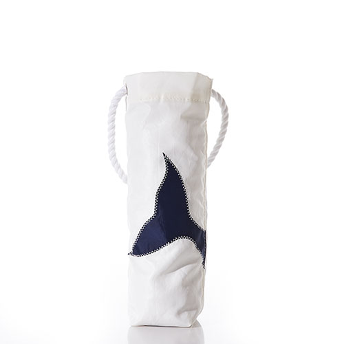 Navy Whale Tail Wine Bag
