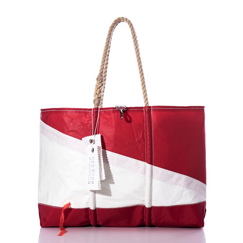 Vintage Red and White Ogunquit Beach Tote