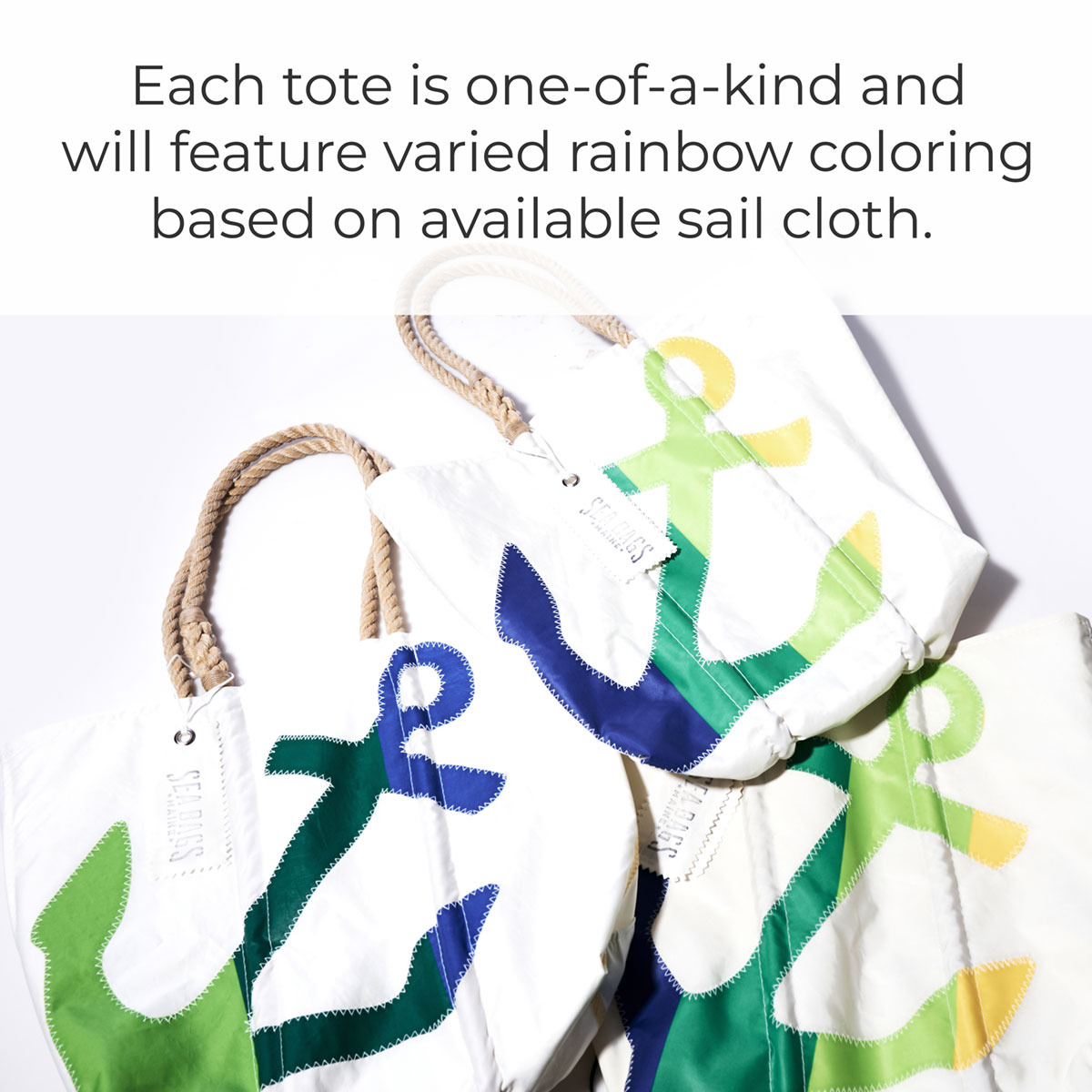 Rainbow Anchor Medium Tote Green/Blue