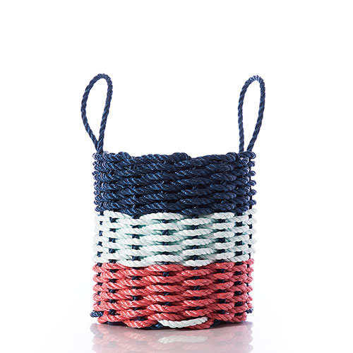 Fisherman Rope Basket - Navy, Sea Foam, & Red