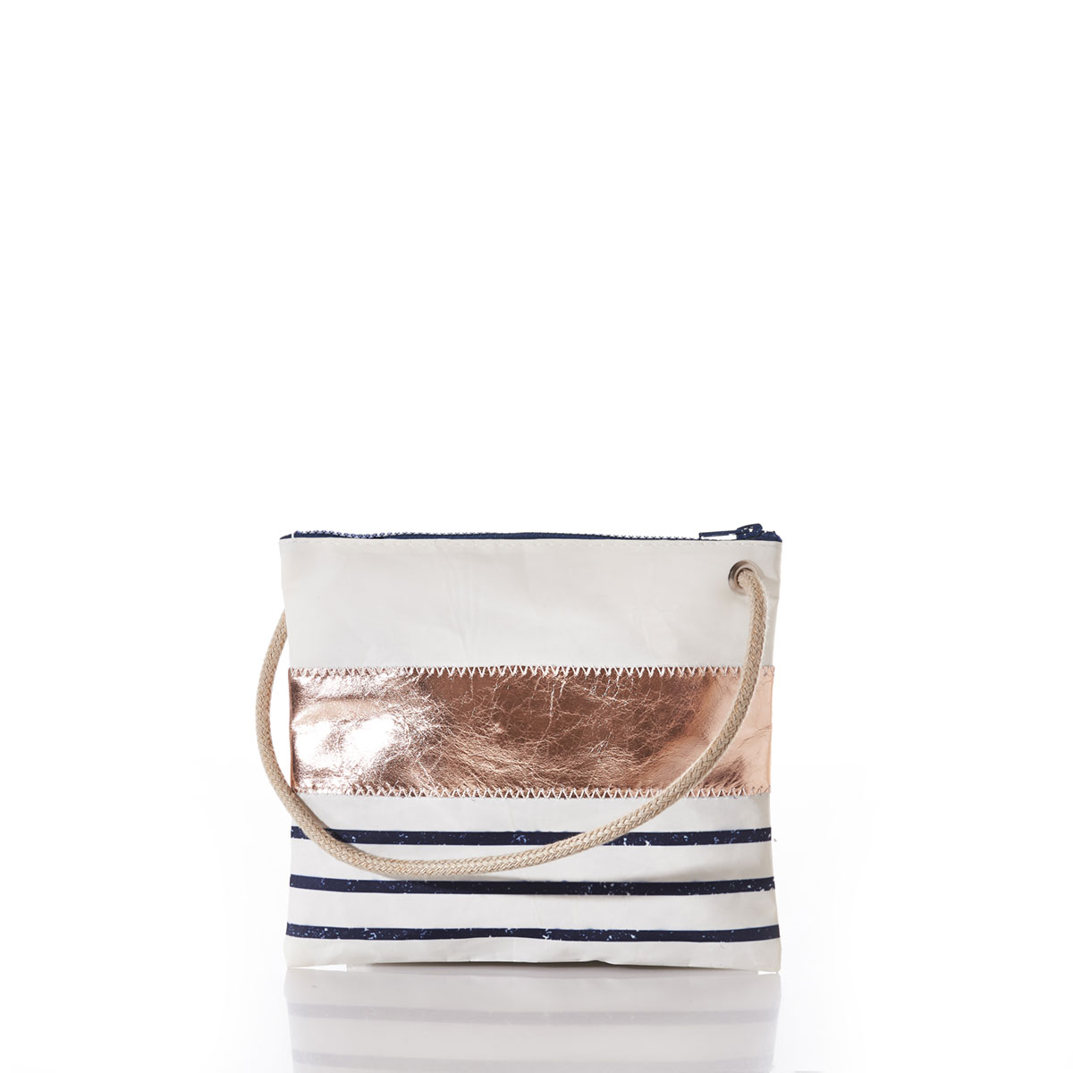 Rose Gold-on-Navy Mariner Stripe Slim Crossbody Bag
