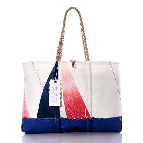 Vintage Blue and Red Sail Ogunquit Beach Tote