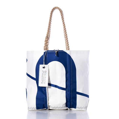 Vintage Blue U Medium Tote
