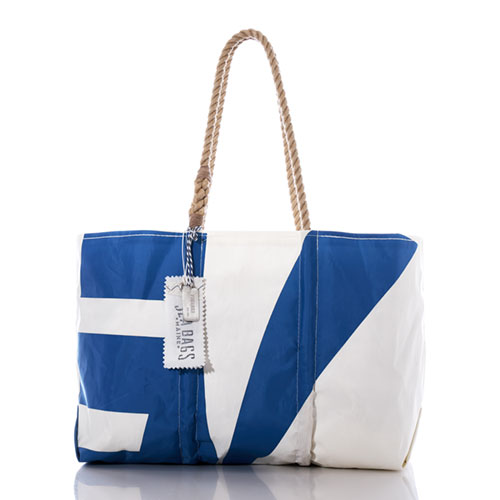 Deluxe Vintage Blue E Large Tote