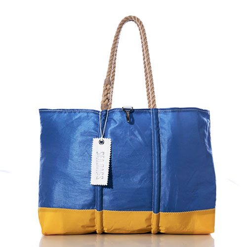 Vintage Blue and Yellow Ogunquit Beach Tote