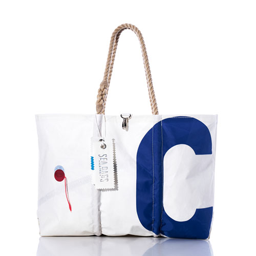 Vintage Blue C Large Tote