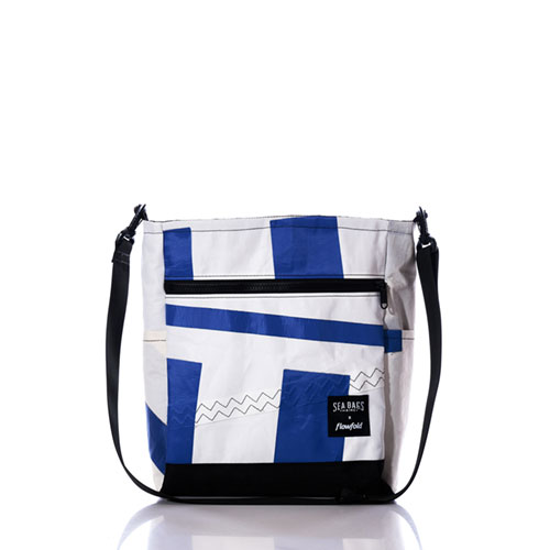 Vintage Blue and White Medium Voyager Crossbody