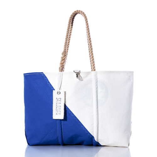 Vintage Blue and White Large Tote