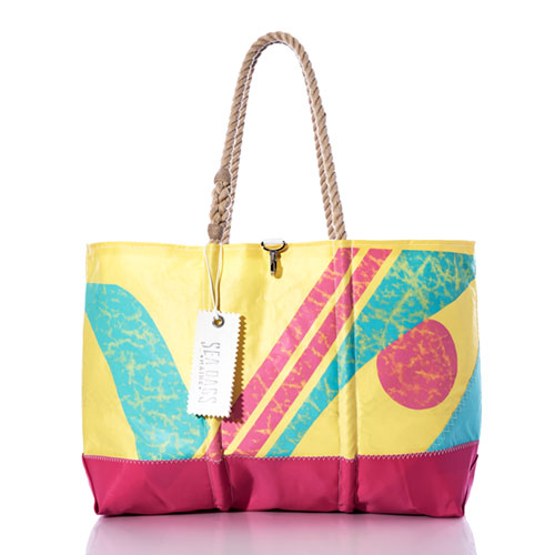 Vintage Pink Multicolor Ogunquit Beach Tote