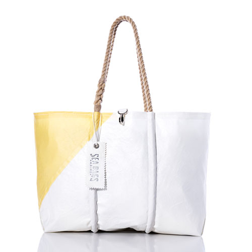 Vintage Yellow and White Large Tote