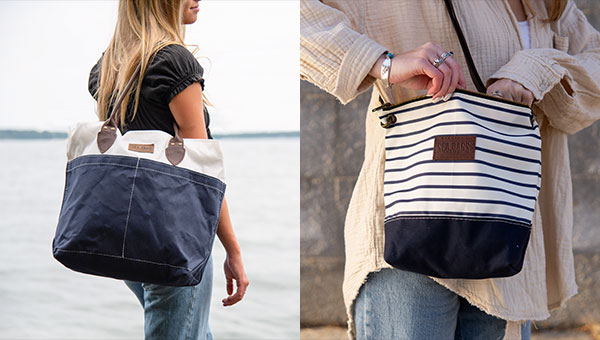 Chebeague handbag and crossbody on female models
